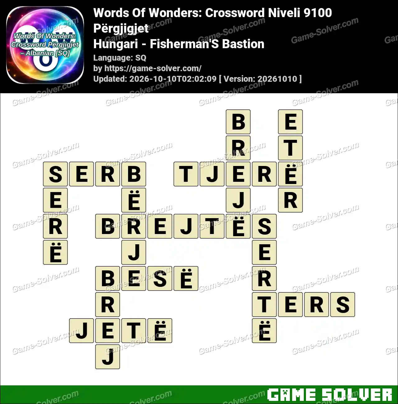 Words Of Wonders: Crossword Niveli 9100 Përgjigjet – Hungari – Fisherman’S Bastion